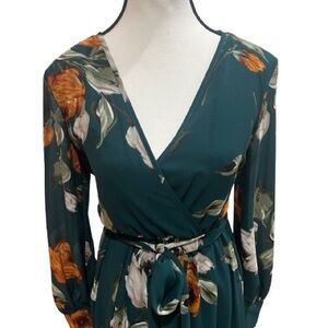 Baltic Born Women’s Lydia Maxi Green Dress Deep Topaz Floral Size XS New